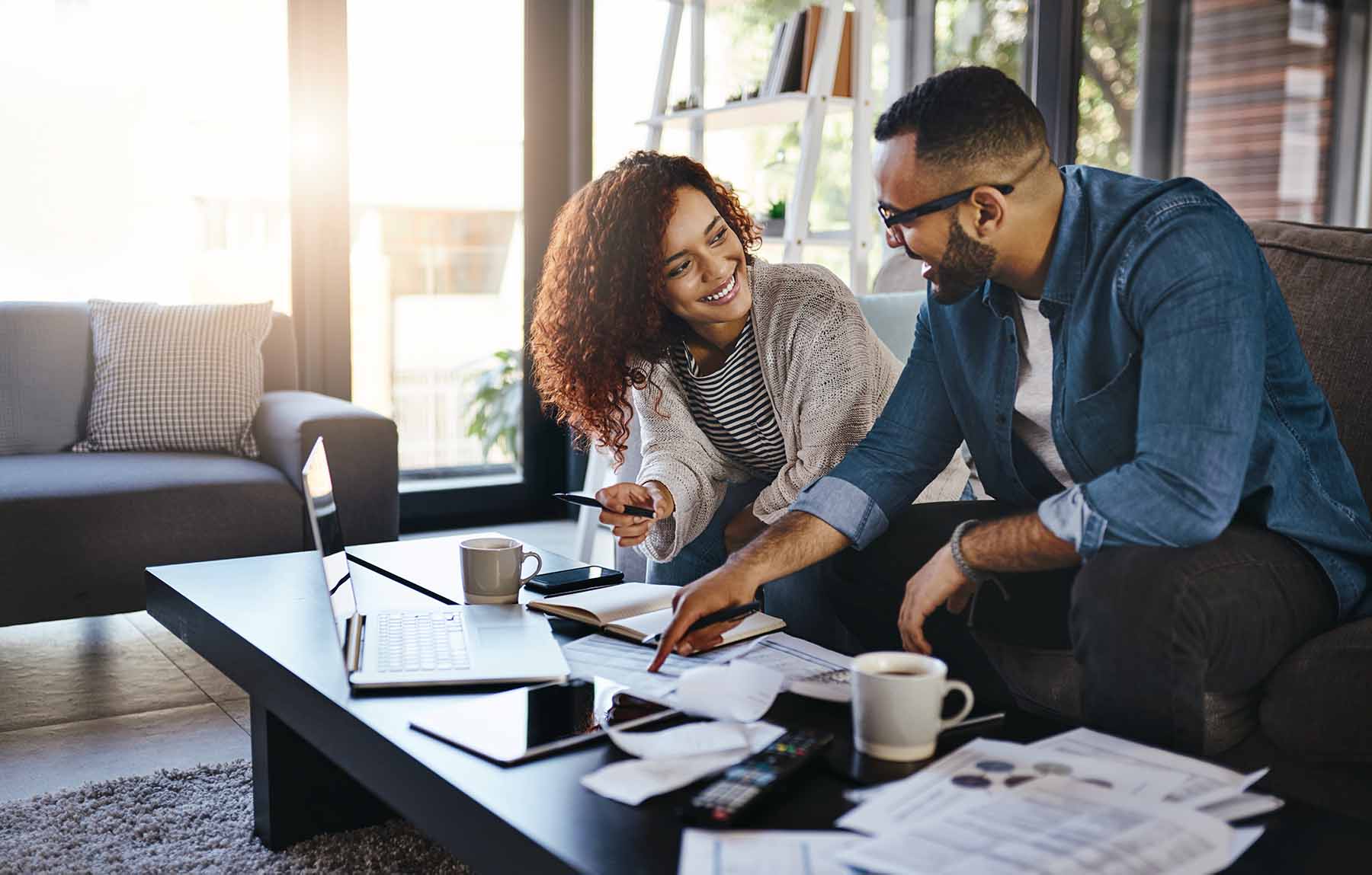 Couple developing their budget