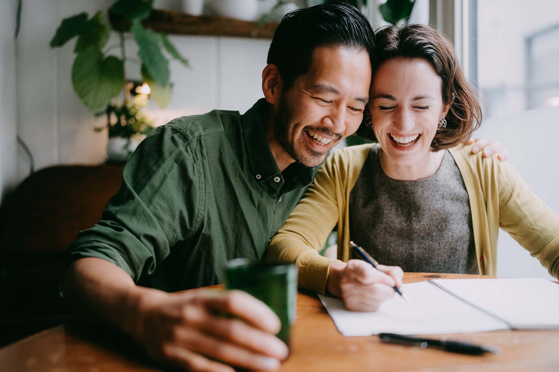 Couple working on their budget