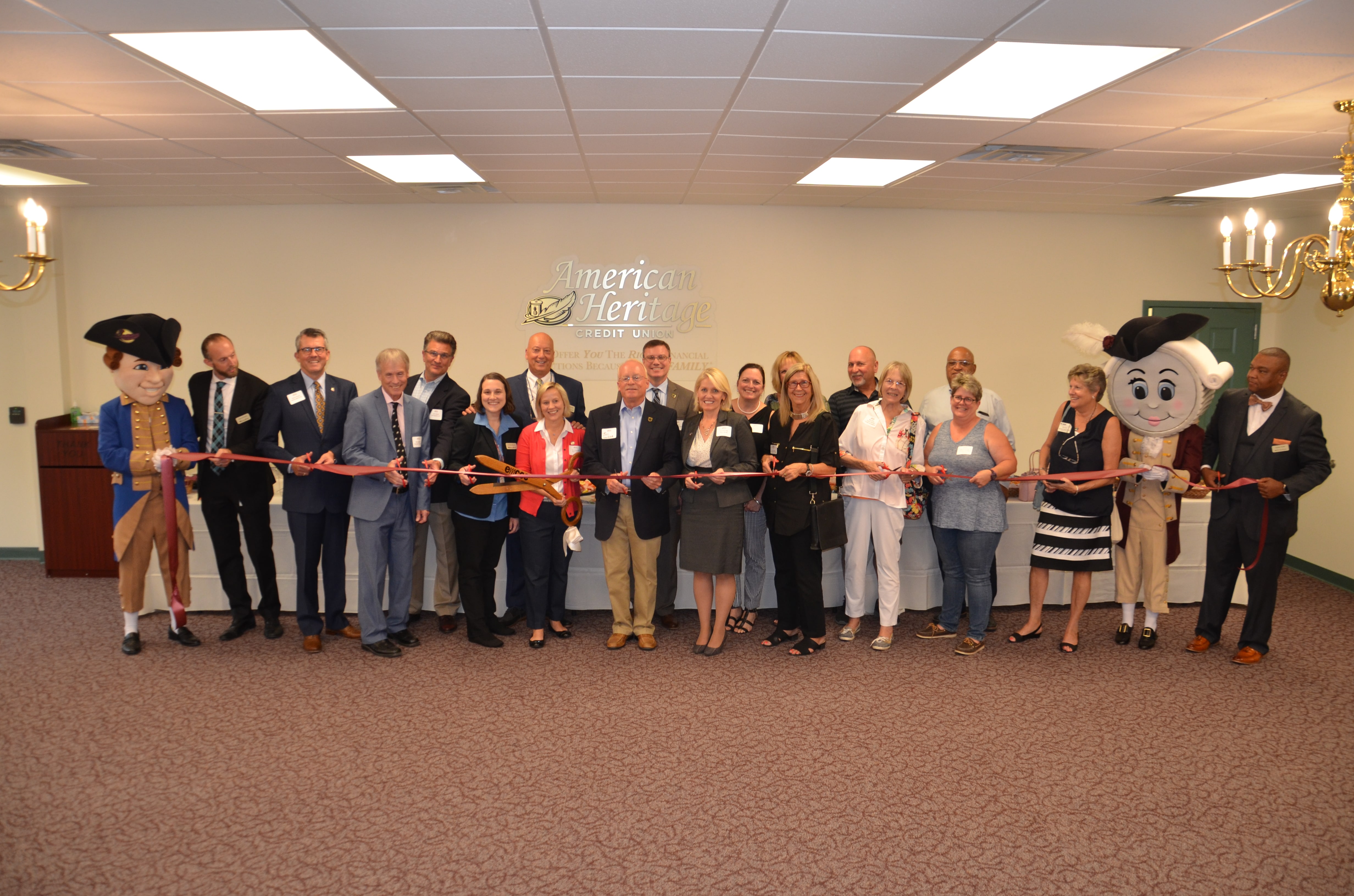 Bruce Foulke is pictured with Maria Collett, Wendy Klinghoffer, Jo-Anne Zapata, Mary Dare, Co-Founder and Executive Vice President of the Greater Horsham Chamber of Commerce, American Heritage Employees, local dignitaries and business owners.