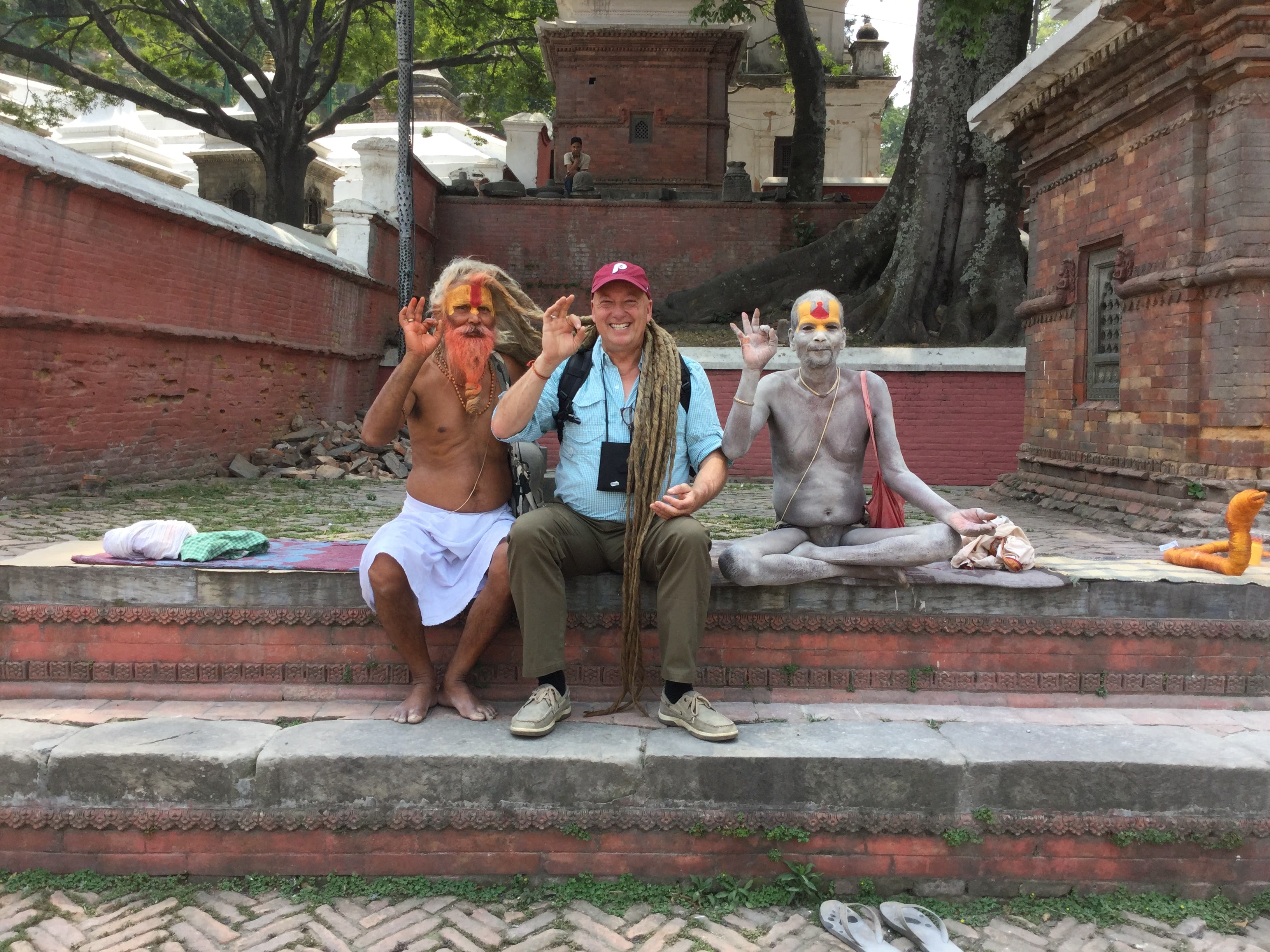 Bruce Foulke posing with Nepalese locals